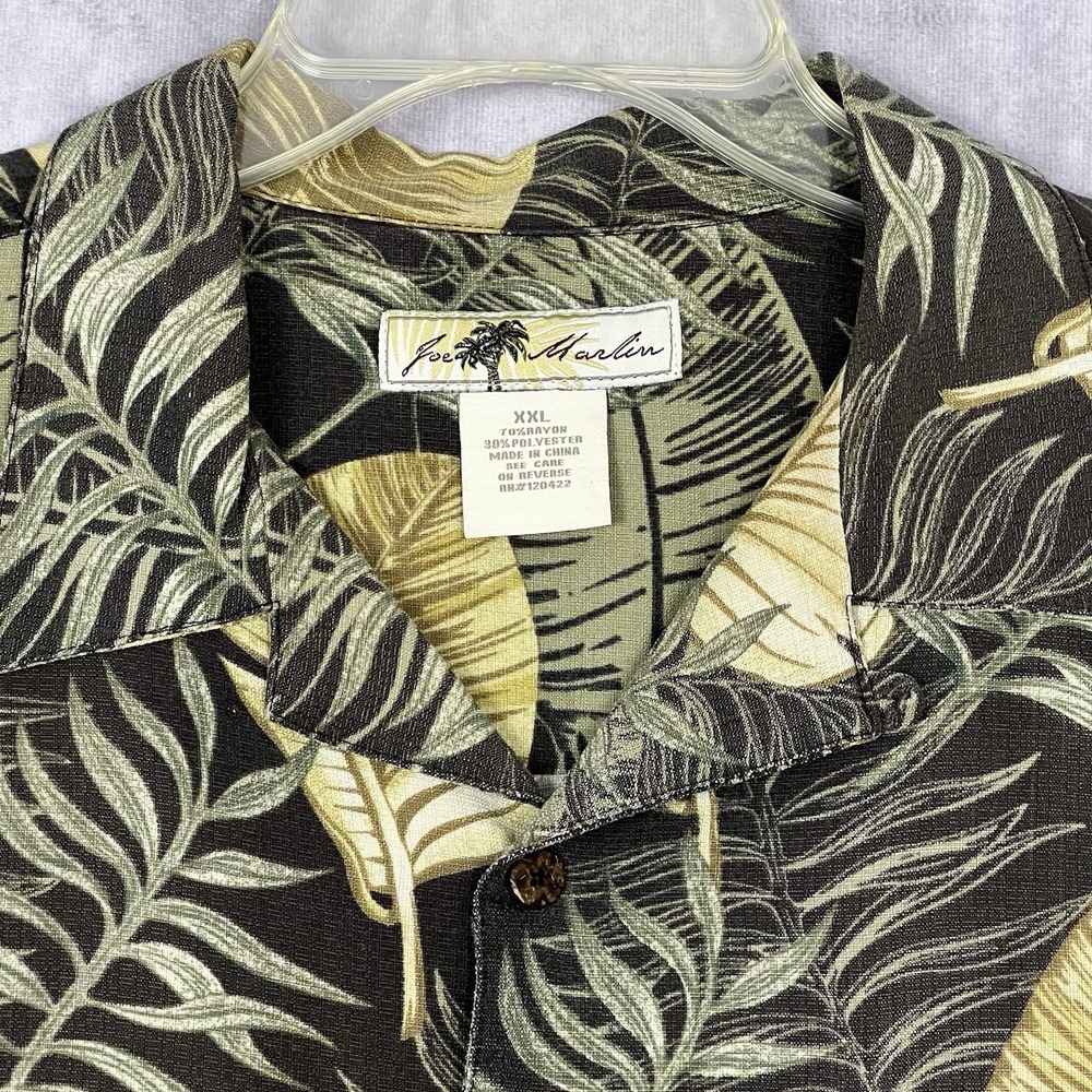 Joe Marlin Hawaiian Shirt Mens XXL Brown Palm Tree Button Up S/S Rayon/Polyester